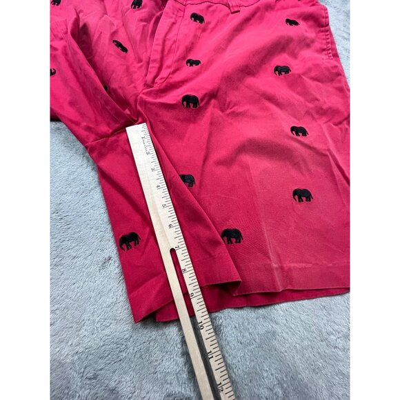 Orvis Mens 42 Red Embroidered Elephant Pattern Short Cotton RN70534 Golf Fishing - Picture 6 of 11
